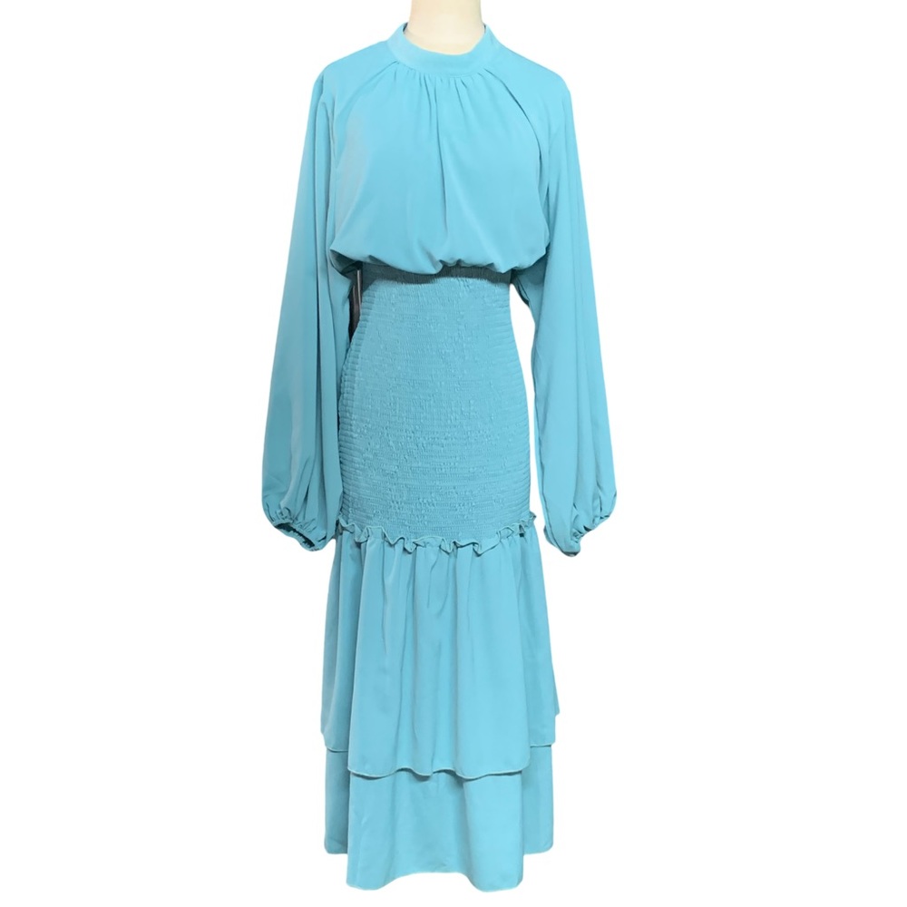 Moosta,  Wide sleeve Turquoise Dress